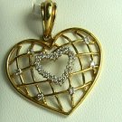 UNIQUE DIAMOND HEART & GOLD PENDANT