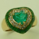 Stunner! Colombian Emerald Enamel & Diamond Ring 1.24ct