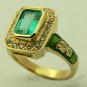 2.01cts Colombian Emerald Enamel & Diamond Ring