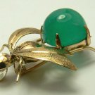 Endearing! Custom Created Colombian Emerald Cabochon Bee Brooch/Pendant