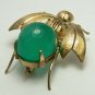 Endearing! Custom Created Colombian Emerald Cabochon Bee Brooch/Pendant