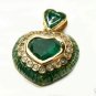 COLOMBIAN EMERALD HEART & ENAMEL PENDANT 2.80 CTS