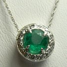 BEWILDERING COLOMBIAN EMERALD & DIAMOND PENDANT .90CTS