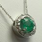 BEWILDERING COLOMBIAN EMERALD & DIAMOND PENDANT .90CTS