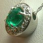 BEWILDERING COLOMBIAN EMERALD & DIAMOND PENDANT .90CTS