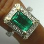 ART DECO INSPIRED COLOMBIAN EMERALD & DIAMOND RING 2.20