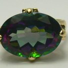 COLORFUL MYSTIC TOPAZ, PERIDOT & DIAMOND RING 12CTS