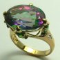 COLORFUL MYSTIC TOPAZ, PERIDOT & DIAMOND RING 12CTS