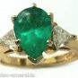 Gem Quality Emerald Pear & Diamond Ring 1.80cts