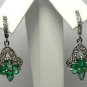 Lovely! Colombian Emerald & Diamond Dangle Earrings 1ct