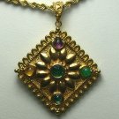 India Inspired Multi Cabochon Gem Pendant 14k