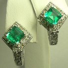GLEAMING COLOMBIAN EMERALD & DIAMOND EARRINGS 2.10CTS
