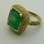 15.55tcw Awe Inspring! Colombian Emerald & Canary Diamond Cocktail Ring 14k
