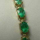 15.0cts Electrifying! Oval Colombian Emerald & Gold Tennis Bracelet 14k
