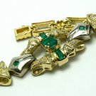 2.20tcw Historic! Unique~Colombian Emerald & Diamond Link Bracelet 14k