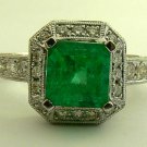 3.48tcw Blinding! Colombian Emerald & Diamond Engagement Ring 14k