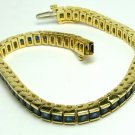 15.0cts Red Carpet Ready! Princess Cut Blue Sapphire Line Tennis Bracelet 14k