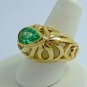 2.0cts Ornate! Pear Shaped Colombian Emerald & Custom Gold Ring 14k