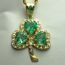 COLOMBIAN EMERALD & DIAMOND SHAMROCK PENDANT 9CTS