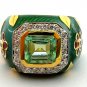 Custom! Emerald Diamond & Enamel Ring 3.0cts