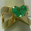 Beautiful! Colombian Emerald Heart & Gold Ring 1.50cts