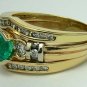 Glistening! Colombian Emerald & Diamond Wedding Set 2ct