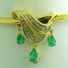 3.60tcw Sparkling! Pear Shaped Colombian Emerald & Diamond Slide/Pendant 14k