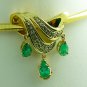 3.60tcw Sparkling! Pear Shaped Colombian Emerald & Diamond Slide/Pendant 14k