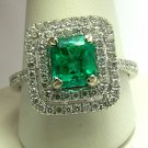 1.0tcw Gem Quality! Colombian Emerald & Diamond Engagement Ring
