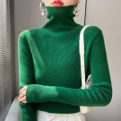 GREEN women's slim fit high neck tight fitting inner layer wool knitted bottom sweater