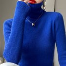 BLUE women's slim fit high neck tight fitting inner layer wool knitted bottom sweater