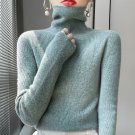 Mint Green women's slim fit high neck tight fitting inner layer wool knitted bottom sweater