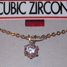 Cubic Zirconia Jewelry-Gold Chain w/round cubic zirconia**