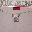 Cubic Zirconia Jewelry, Silver chain w/ silver square pendant**