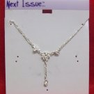 Austrian Crystal Jewelry, 16" Silver Neck Chain w/ clear crystal stones dangling "vee pattern"