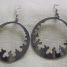 Fashion, Costume Jewelry, Pr. silver 2" wide and 3" dangling earrings