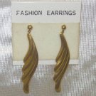 Costume Jewelry, a pair of Gold 4" dangling leaf earrings