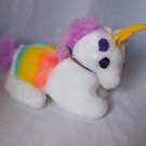 Stuffed Animals, Plush Toy, White Unicorn w/ multi colors, lavender mane and tail, by Dan Brechner