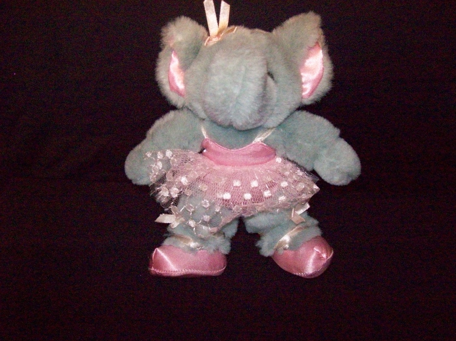 STUFFED ANIMAL, Plush Toy, Bluish Grey Elephant wearing a pink tutu