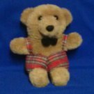 Stuffed Animals, Plush Toys, Bears -  brown bear, plaid jumpsuit, black bowtie,