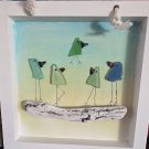 Framed Seaglass Birds