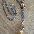 Real Bull Shark Tooth Necklace – Gunmetal Paperclip Chain & Coastal Beads- Adjustable 19"-20"