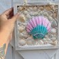 Framed Scallop Shell pink teal