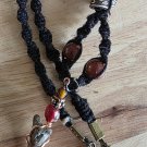 Shark Tooth Hemp Necklace 10 - Black/Red 16"