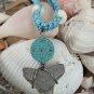Shark Tooth String macrame choker necklace - 14" Turquoise - 25