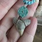 Shark Tooth String macrame choker necklace - 14" Turquoise - 25