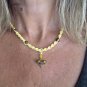 Shark Tooth String macrame necklace - 18.5" Yellow - 26