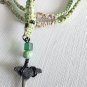 Shark Tooth Hemp and String macrame necklace - 18.5" Green - # 27