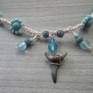 Shark Tooth Hemp necklace blue lowers  - 16"  - # 34