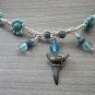 Shark Tooth Hemp necklace blue lowers  - 16"  - # 34